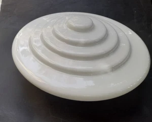 1940's Art Deco A.G.E. White /Milk Glass Ceiling Light Shade w Brass Gallery - Picture 1 of 15