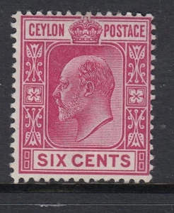 "Ceilán, Sg269w, 1903/05 6c montado carmín como nuevo con ""Marca de agua invertida""" - Imagen 1 de 2
