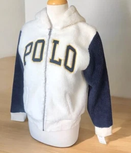 POLO RALPH LAUREN Girls XL(16)Logo Teddy Fleece Full-zip Hoodie In White - Picture 1 of 20