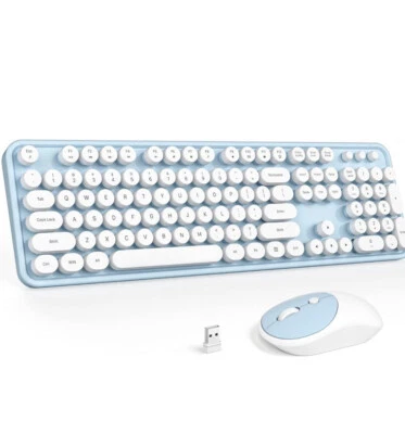 GEEZER 2.4G  Keyboard  Combo 84 Keys Membrane Keyboard T5Q5 Blue-white - Image 1 of 4