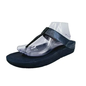 Sandalias FitFlop Fino de cuarzo con puntera 10 azul marino medianoche ajustadas cómodas - Imagen 1 de 13