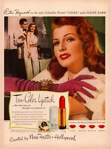 Print Ad Max Factor 1946 Rita Hayworth Full Page Large Magazine 10.5"x13.5" - Picture 1 of 1