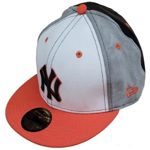New York Yankees New Era 5950 Ledermütze hinten tailliert - weiß/orange/grau/schwarz - Bild 1 von 1