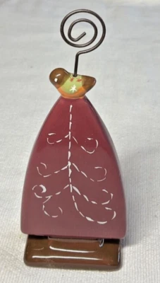 Target PHOTO HOLDER CHRISTMAS TREE BIRD RED BROWN CERAMIC NEW - Image 1 of 2