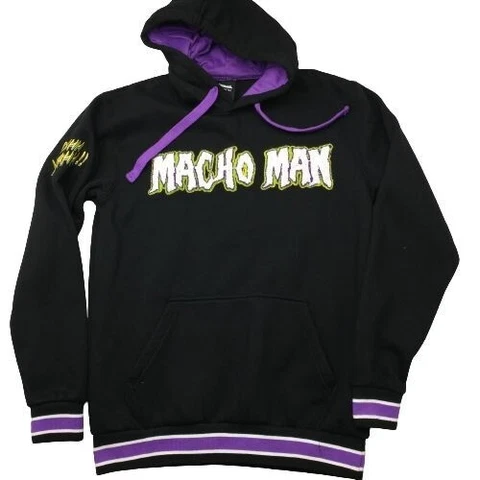WWE WWF Macho Man Randy Savage OH Yeah Black Purple Hoodie Sweatshirt Medium Cover