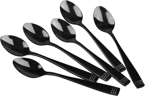 12 Pieces Black Teaspoons, Stainless Steel Small Spoons - Picture 1 of 7