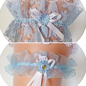 COLLANT SPOSA BLU BIANCO PIZZO AZZURRO AZZURRO PERLINE MATRIMONIO NUOVO - Foto 1 di 5