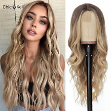 Lace Front Natural Long Wavy Curly Ombre Blonde Hair Wig Women Girl Party Wigs