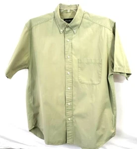 Eddie Bauer Men's Short Sleeve Button Down Work Shirt Khaki Green Size M Cotton - Picture 1 of 7