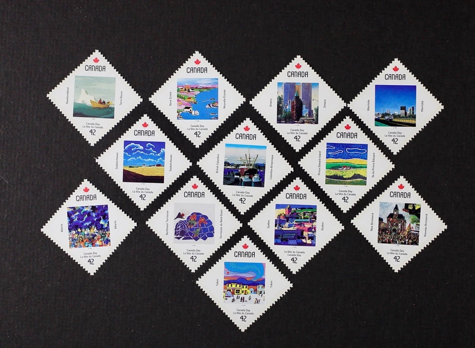 CANADA 1992 #1420-31, 42c Canada Day set of 12 Diamond-shaped, stamps Mint NH - Image 1 of 1