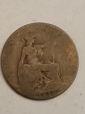 ANTIQUE 1920 Great Britain Half Penny Bronze Coin King George V *AB06* - Image 1 of 2