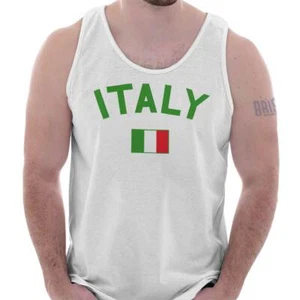 Italy Country Flag Nation Italian Soccer Tank Top T Shirts Tees Men Women - Picture 1 of 9
