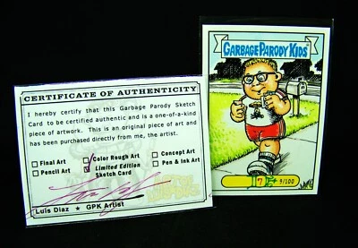 GARBAGE PAIL KIDS PARODY 2006 Luis Diaz SKETCH Card, #11 Back In The DAVE, 9/100 - Image 1 of 4