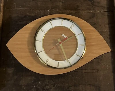 Relógio de parede vintage 13 polegadas Bayard - francês retrô meados do século acabamento atômico em madeira - Imagem 1 de 3