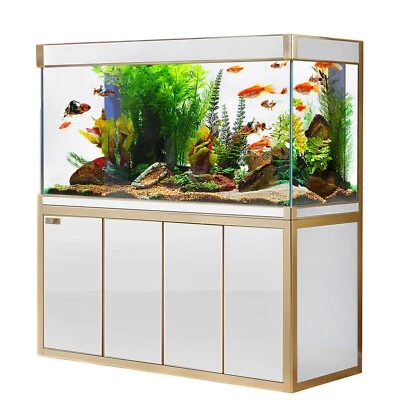 250 Gallon Tempered Glass Aquarium – White & Gold - Image 1 of 4