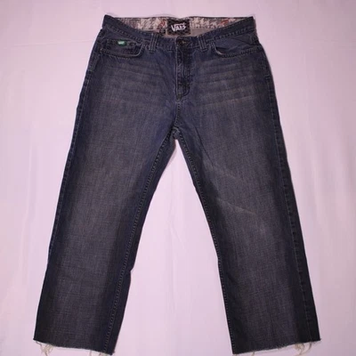 Vans Jeans Para Hombres 34x30 Gris Grunge Monopatín Patinador Denim Dobladillo Deshilachado, Se Ajusta 35x25 Foto 1 de 4