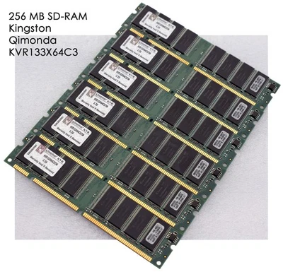 256MB SDRAM SD-RAM PC133 PC 133 KINGSTON KVR133X64C3/256 MEMORY QIMONDA S90 - Bild 1 von 3