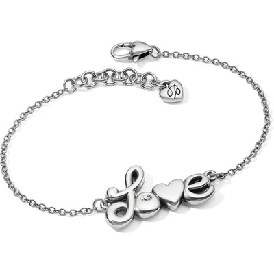 Brighton Love Letters Script Silver Bracelet Crystal NWT $48 - Image 1 of 3