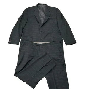 Hugo Boss Suit Men's 46R Super 120 Virgin Wool Pants 38X27 Gray Plaid - Picture 1 of 14
