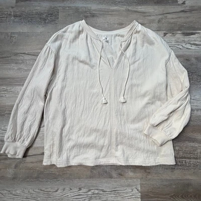 Sudadera Pullover Crema Texturizada Aerie Grande Slouchy Ropa de Salón Acogedora Foto 1 de 4