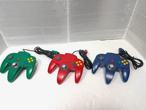 Lot Of 3 Nintendo N64 OEM Controllers Red Blue Green Controller Japan Tested - Picture 1 of 10
