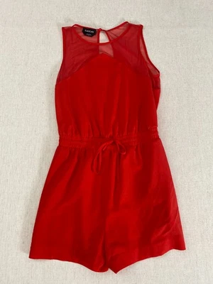 Mameluco Bebe para mujer XS rojo malla transparente corpiño lazo cintura sin mangas ojo de cerradura trasero Foto 1 de 4