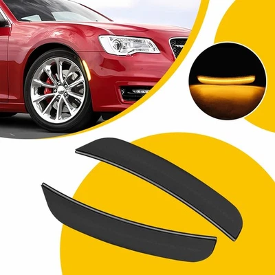 Para Dodge Charger 2015-2022 Blanco Todo LED Luz Lateral Marcador Humo Lámpara de Estacionamiento Foto 1 de 4