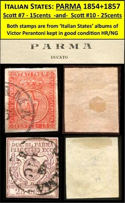 PARMA 1854+1857 ITALIAN STATES - 15cent Scott #7 and 25cent #10 - LH/HR/NG - /B2 - Image 1 of 4