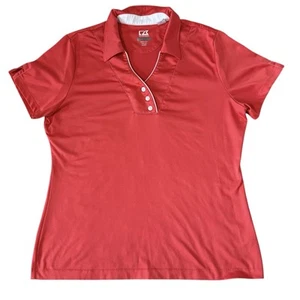 Cutter & Buck Dry Tech Womens Polo Asymmetrical Button Collared LOGO Sz-Large - Picture 1 of 12