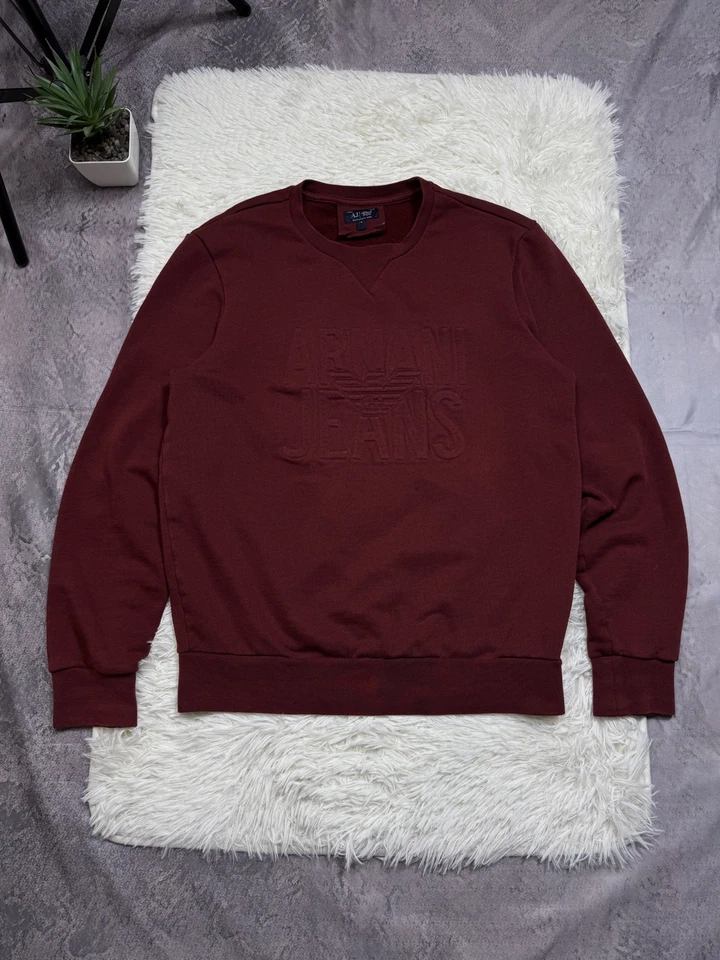 Suéter Pullover Armani Jeans AJ Hombre Burdeos Talla S Foto 1 de 4