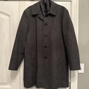 Express Wool Blend Peacoat Topcoat - Charcoal Men's sizes L With Scarf - Picture 1 of 6