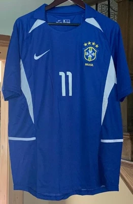 Camiseta de fútbol visitante Nike Brasil 2002 WC #11 Ronaldinho para hombre XL nueva con etiquetas Foto 1 de 3