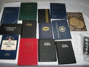 Coin Folders Albums Lot plus 2 vintage price guidebooks, and 50 Wheat Cents - Picture 1 of 14