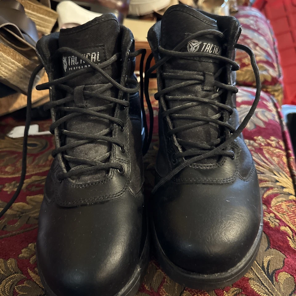 Tactical Performance Black Leather Steel Toe Combat Hiking Boot Shoes Men 9.5 - Image 1 of 4