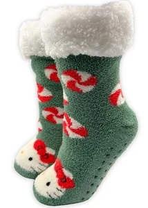 Hello Kitty Women's Christmas Holiday Slipper Socks Long Cozy Warmer NWT - Picture 1 of 5