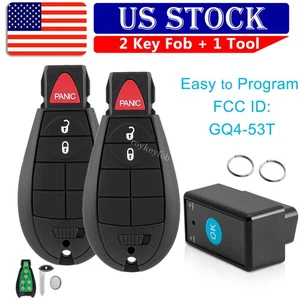 2 For 2013 - 2017 Dodge RAM 1500 2500 3500 Remote Key Fob GQ4-53T + Program Tool - Picture 1 of 9