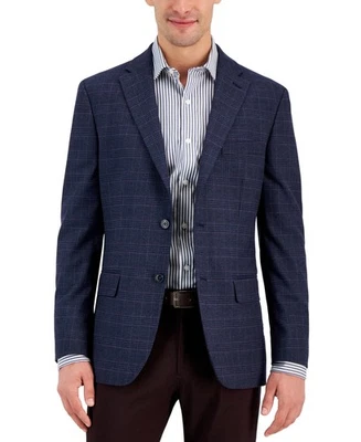 Tommy Hilfiger Mens Modern fit Sport Coat Blazer 38 S Navy Blue Plaid - Image 1 of 2
