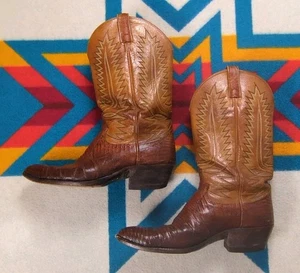 Vintage Dan Post Western Boots Teju Lizard Leather Exotic USA Cowboy Size 10 D - Picture 1 of 14