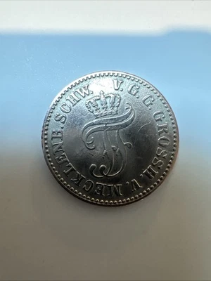 Moneda de plata 1855A Mecklemburgo Schwerin 1/48 alta calidad AU detalles Foto 1 de 2