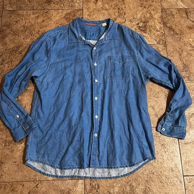 Tommy Bahama Relax Shirt Mens XXL Blue Crafted Button Up Pocket Denim Look - Image 1 of 4