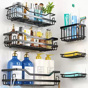 6-Pack Shower Caddy Organizer Shelves Rack, Stainless Steel Adhesive Bathroom Or - Picture 1 of 12