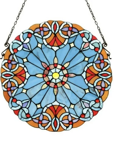 20" Victorian Blue Sky Dance Tiffany Style-Stained Glass Window Panel Cover