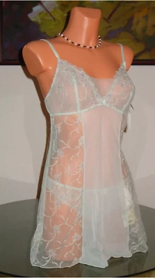Nuevo con etiquetas Felina VALENTINA Chemise / Tanga, L / M Aqua *** Foto 1 de 3