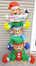 6 Ft Inflatable Stacked Elves Christmas Blow Up Seasons Greetings Indoor/Outdoor