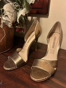 Buffalo London Metallic Bronze Stiletto Heels Schuhe ~ 4,25 Absatz ~ Leder ~ EU 39 US 8 - Bild 1 von 13