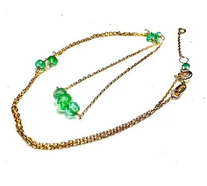 Natural Zambian Emerald Necklace Solid 14K Yellow , Gold 20th Anniversary - Picture 1 of 9