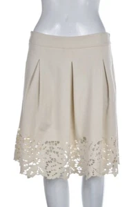 BCBGMaxazria Skirt Size 4 Solid Ivory Pleated Knee Length Rayon Career - Picture 1 of 5