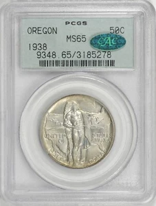 1938 Oregon Trail Commemorative Half Dollar 50c PCGS MS65 CAC, OGH [BN278] - Picture 1 of 4