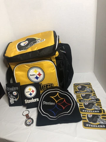 pittsburgh Steelers Cooler, Beanie, Keychain, Coasters, Cuzi, & Wallet Bundle Cover