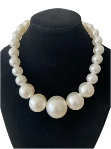 Damenkette Statement Halskette Kurz Modeschmuck Perlenkette Weiß Collier - Bild 1 von 6